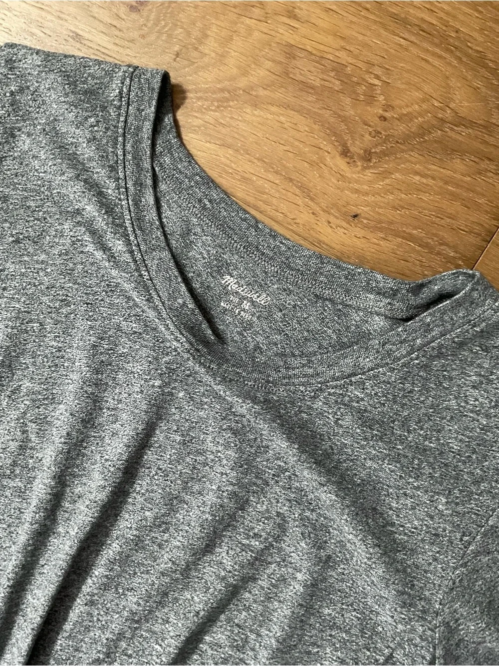Madewell Front Knot Short Sleeve Tee Heather Grey Tie Hem Casual Top Medium EUC